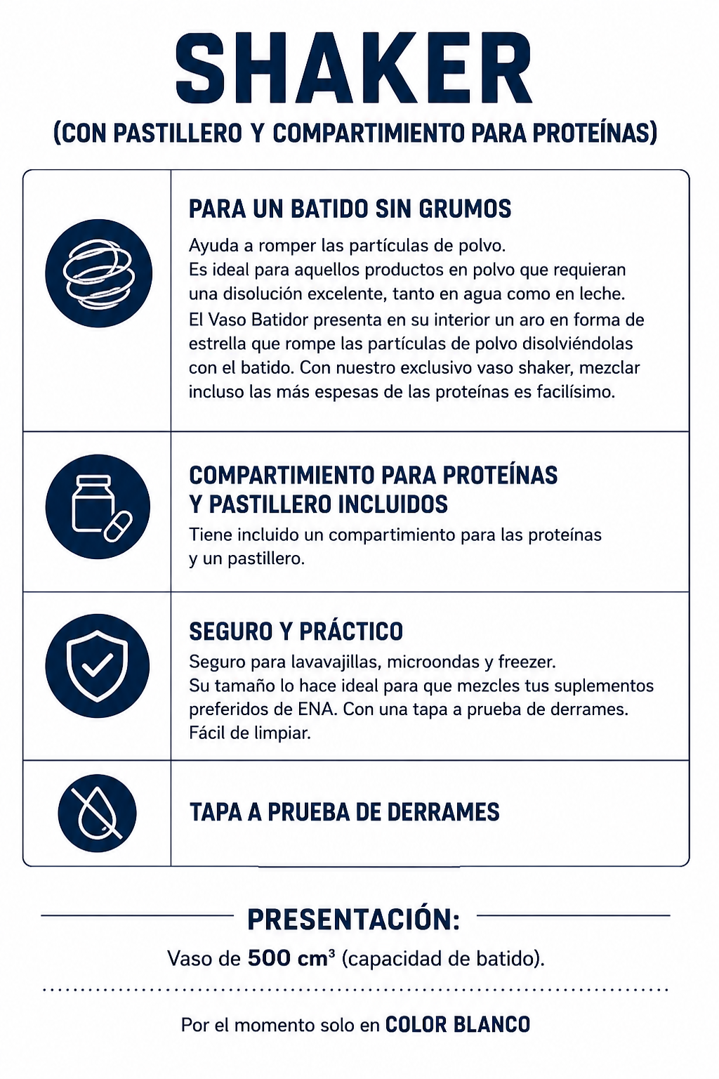 Tabla nutricional — Shaker ENA Plus